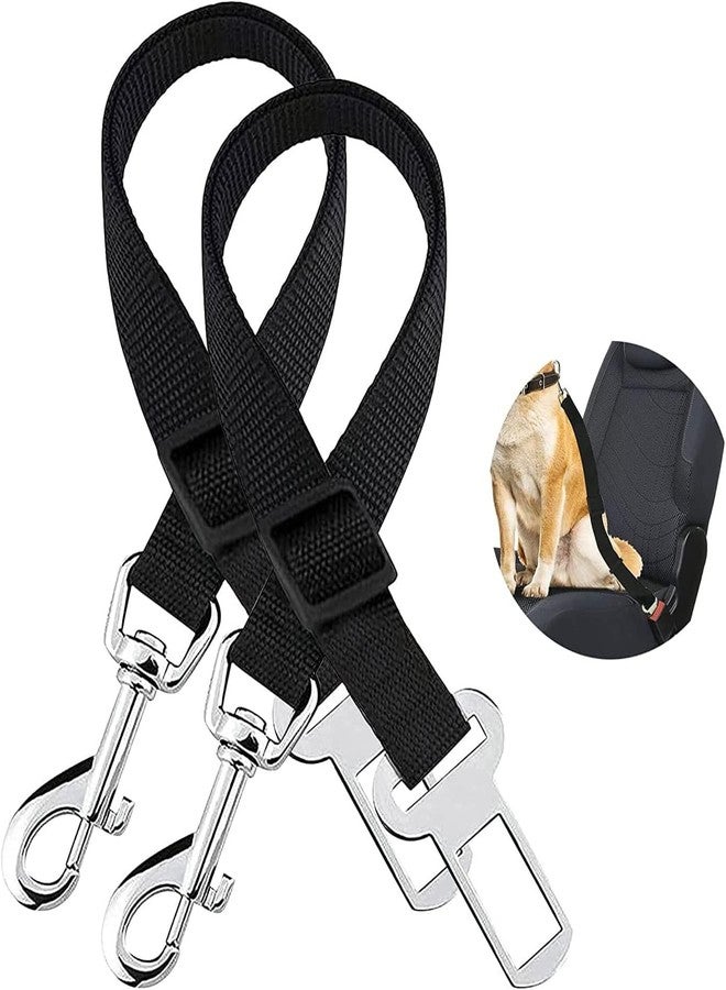 MIXEN 2 Packs Adjustable Length Pet Dog Cat car seat Belt Pet seat Belt Pet Accessories for Dogs Cats and Pets (Black) - Image 1